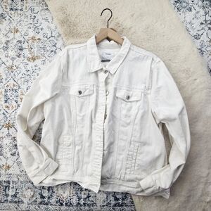 Old Navy White Button Down Long Sleeve Denim Jacket XXL